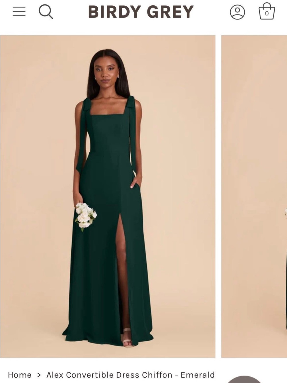 Birdy Grey Emerald Square-Neck Convertible Chiffon Maxi Dress